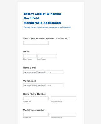 Rotary Club Membership Application Form Template | Jotform