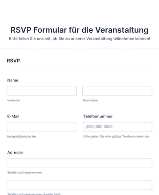 Form Templates: RSVP Formular für die Veranstaltung