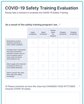 Safety Training Evaluation Form Template Jotform