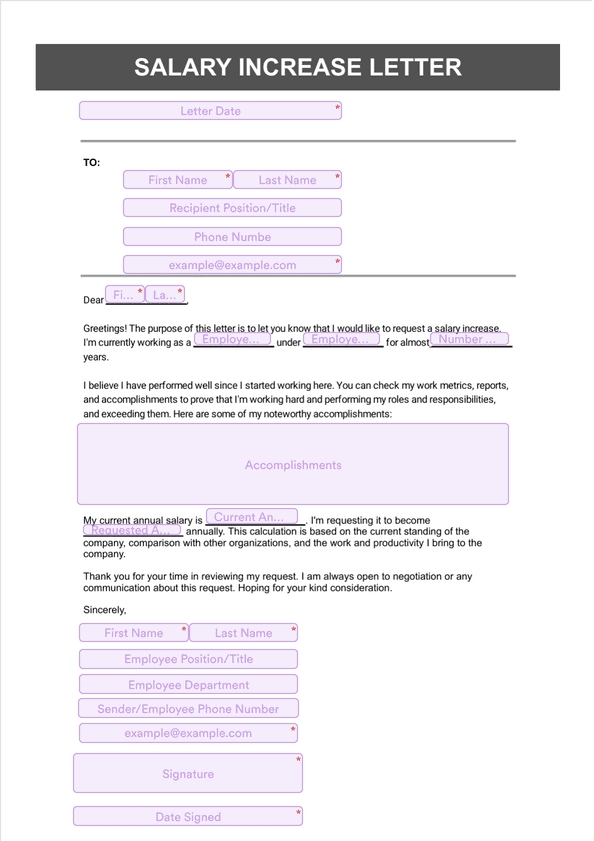 Salary Increase Letter Sign Templates Jotform