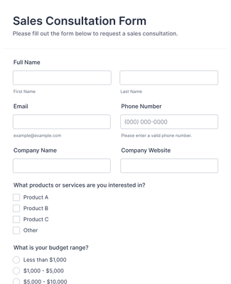 Sales Consultation Form Template | Jotform