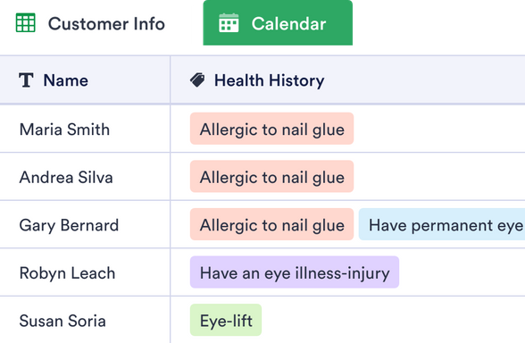 Salon Appointment Calendar Template | JotForm Tables