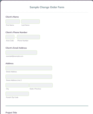 Sample Change Order Form