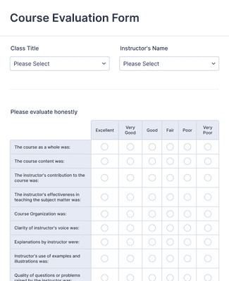 MultiPage Course Evaluation Form Template | Jotform