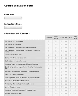 Instructor Evaluation Survey Form Template JotForm