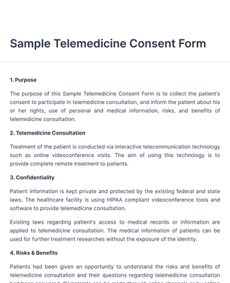 Form Templates: Sample Telemedicine Consent Form