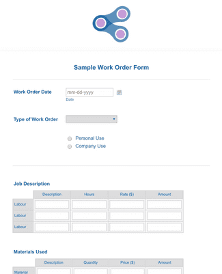 Form Templates: Sample Work Order Form