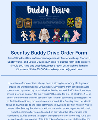 Scentsy Buddy Drive Order Form