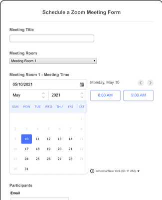 Schedule a Zoom Meeting Form