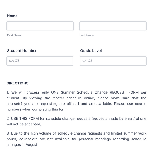 Form Templates: Schedule Change Request Form