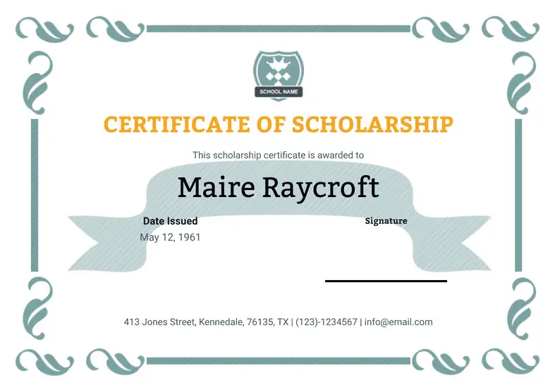 Scholarship Certificate