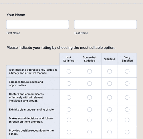 School Administrator Evaluation Form Template | Jotform