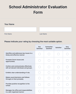 School Administrator Evaluation Form