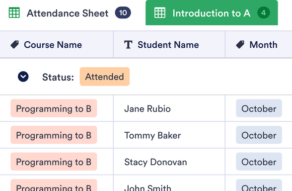 Anwesenheit Tabellen | JotForm Tables