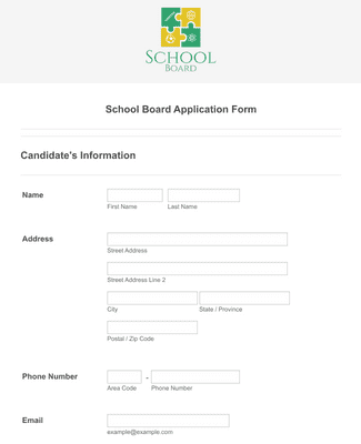Form Templates: School Board Application Form
