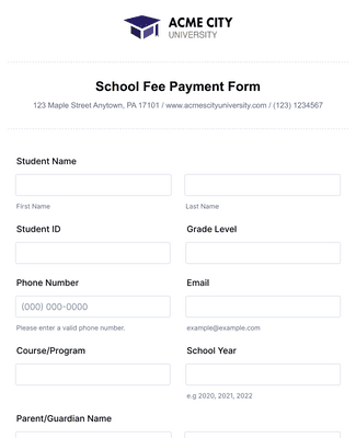 Form Templates: School Fee Payment Form