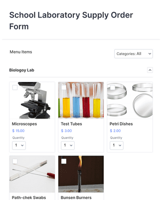 Form Templates: School Laboratory Supply Order Form