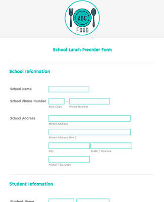 School Lunch Preorder Form