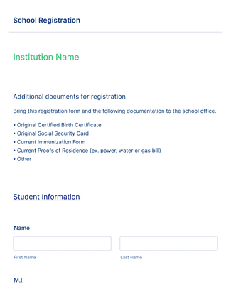 Registration School School Registration Form Template | Jotform