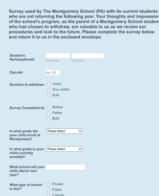 Form Templates: School Withdrawal Survey