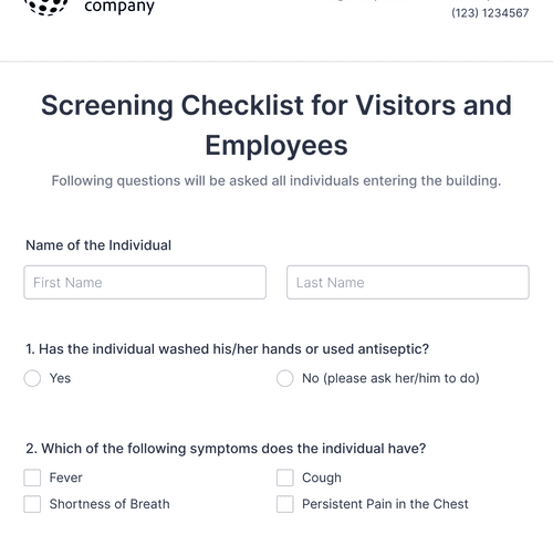 Form Templates: Screening Checklist for Visitors and Employees