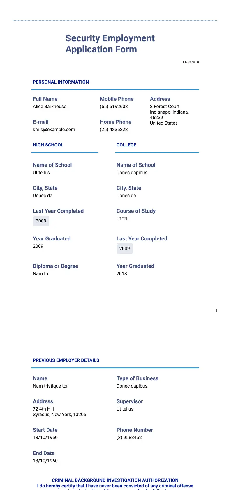 Employment Application Templates - PDF Templates | Jotform