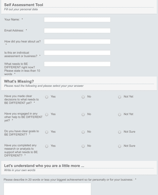 Form Templates: Self Assessment Tool Form