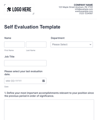 Form Templates: Self Evaluation Template