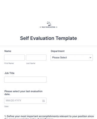 Form Templates: Self Evaluation Template