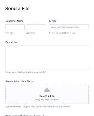 Form Templates: Send a File with Captcha Form
