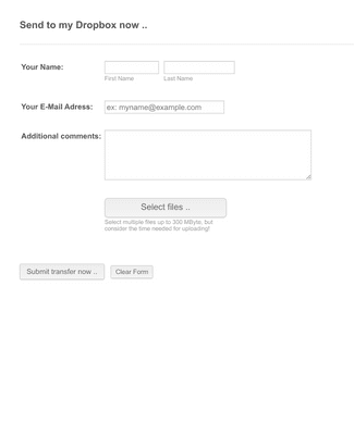 Form Templates: File Upload Form Send to Dropbox