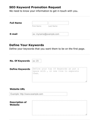 SEO Keyword Promotion Request Form Template | Jotform
