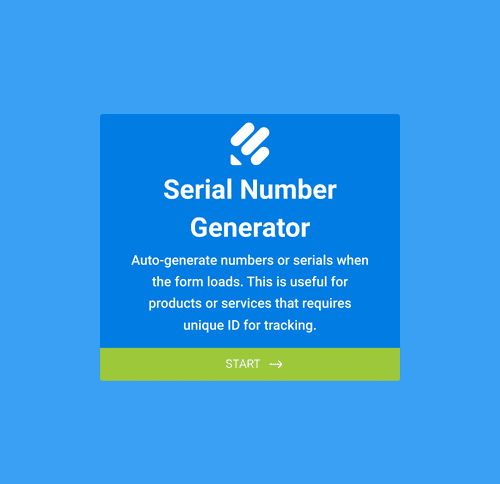 Form Templates: Serial Number Generator