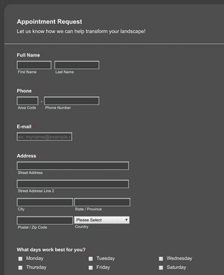 Form Templates: Service Appointment Request Form
