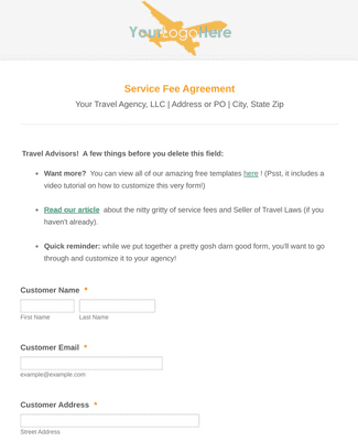 Service Fee Agreement Template Form Template | Jotform