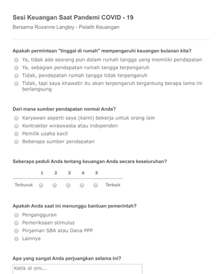 Sesi Keuangan Saat Pandemi COVID - 19 Template Formulir | JotForm