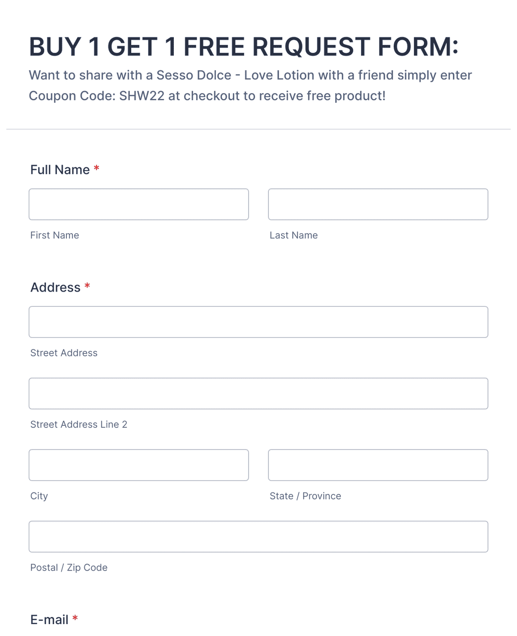 Sesso Dolce Love Lotion Buy 1 Get 1 Form Template Jotform