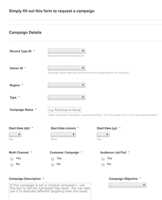 Campaign Request Form Template | Jotform