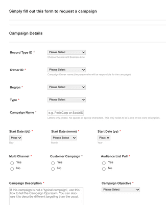 Campaign Request Form Template | Jotform