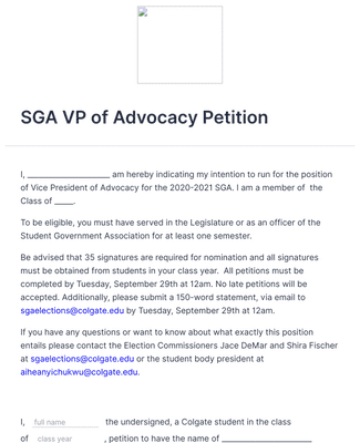 SGA VP of Advocacy Petition Template