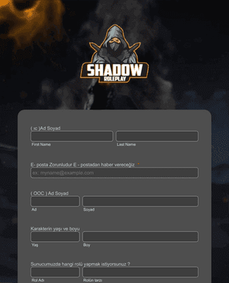 Form Templates: Shadow Roleplay Whitelist Başvuru