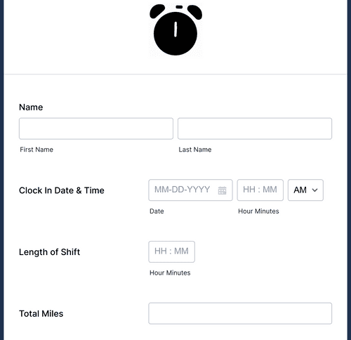 Clock In. User Form Design Paid Clock Time Form Template | Jotform