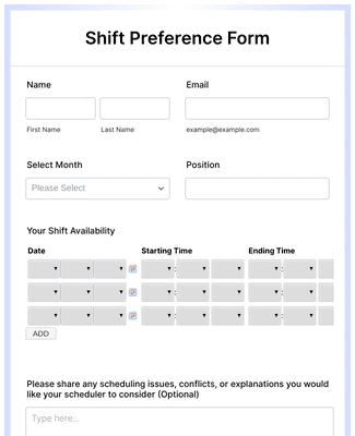 Shift Preference Form Template | Jotform