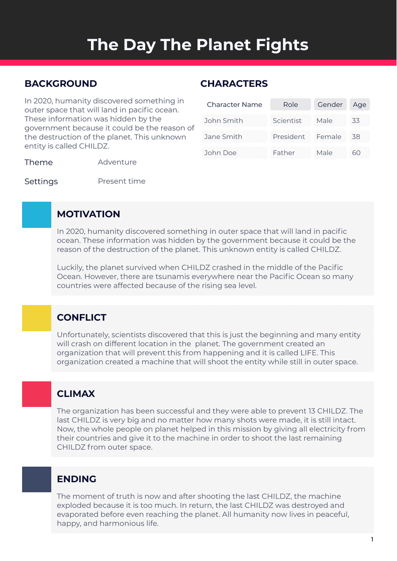 Short Story Outline Template PDF Templates Jotform