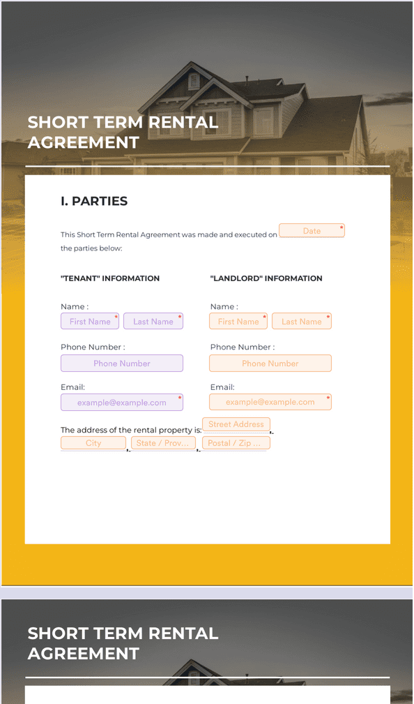 Short Term Rental Agreement Sign Templates Jotform