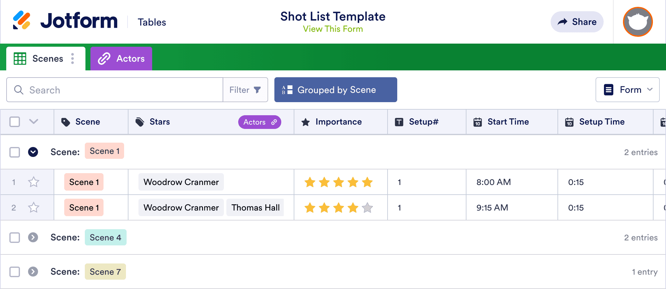 Shot List Template