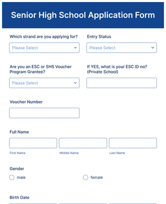 Senior High School Application Form Template | Jotform