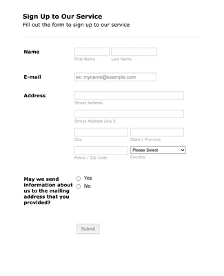Form Templates: Sign Up Form