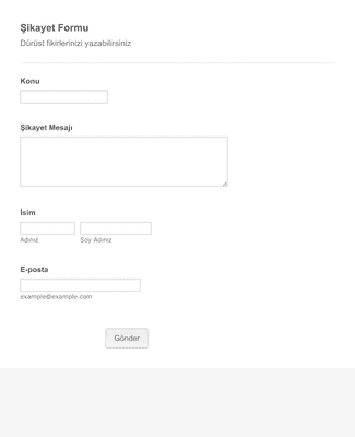 Form Templates: Sikayet Formu