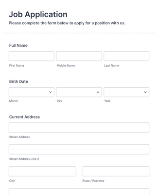 Form Templates: Simple Job Application Form